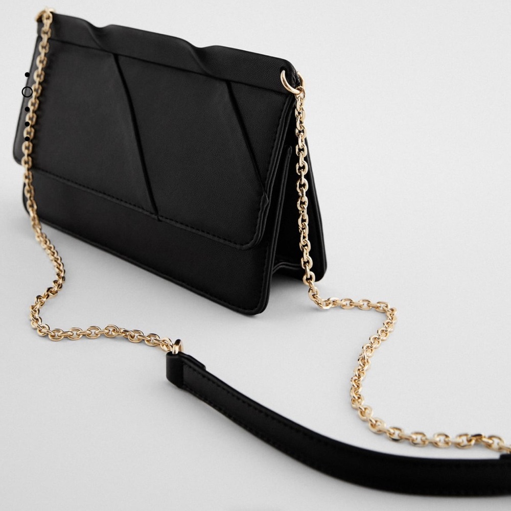 Zara black structured crossbody bag gold chain - Picture 2 of 7